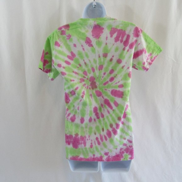 Womens, Adult, Size Small Petite, Pink & Green, Tie Dyed, Basic T-Shirt - GILDAN - Picture 2 of 3